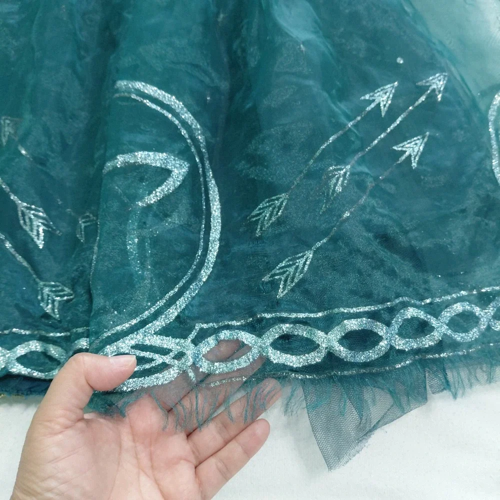 Disney Store Merida Brave Costume Dress Teal Gold Velvet Sequin Girls 5/6